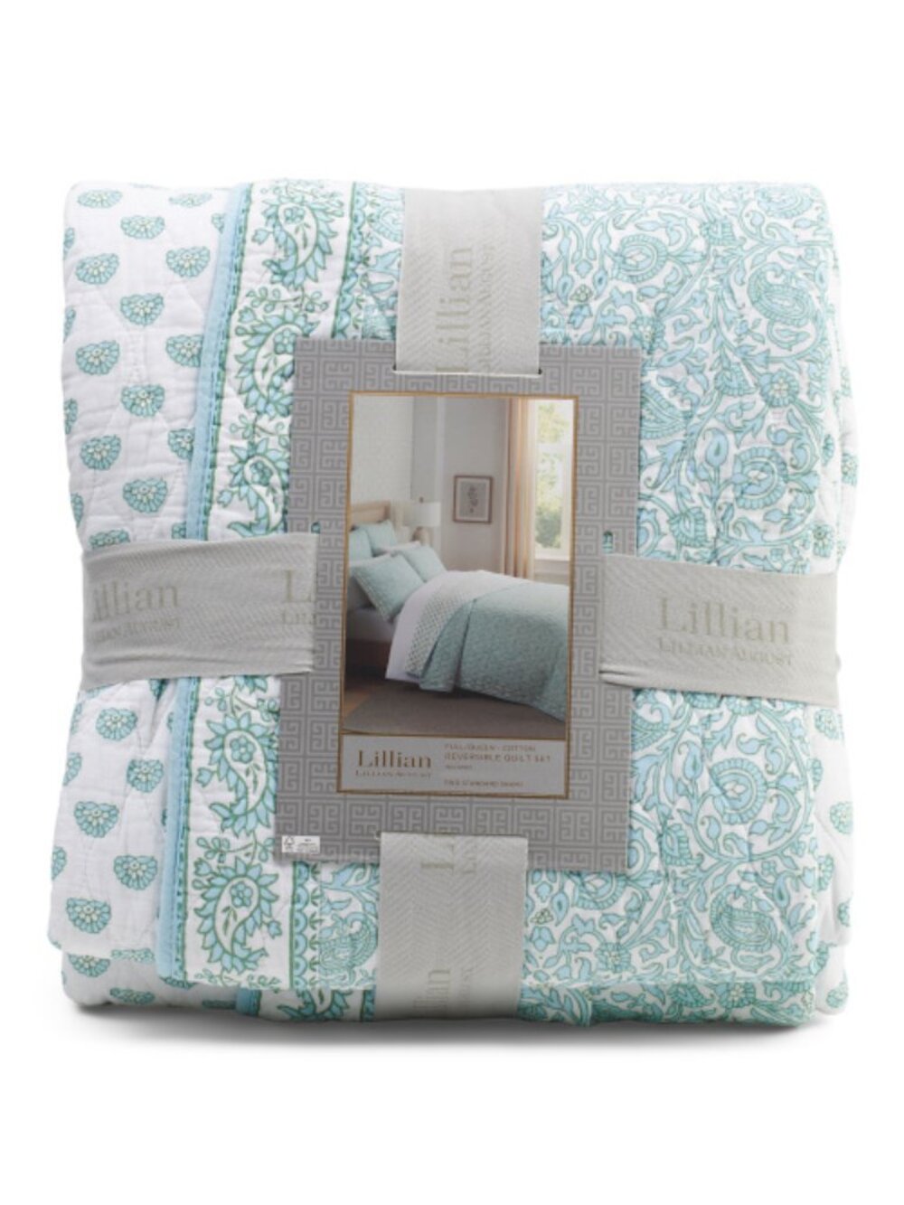 LILLIAN BY LILLIAN AUGUST Penny All Over Paisley Quilt Set With Mitered Pieced B